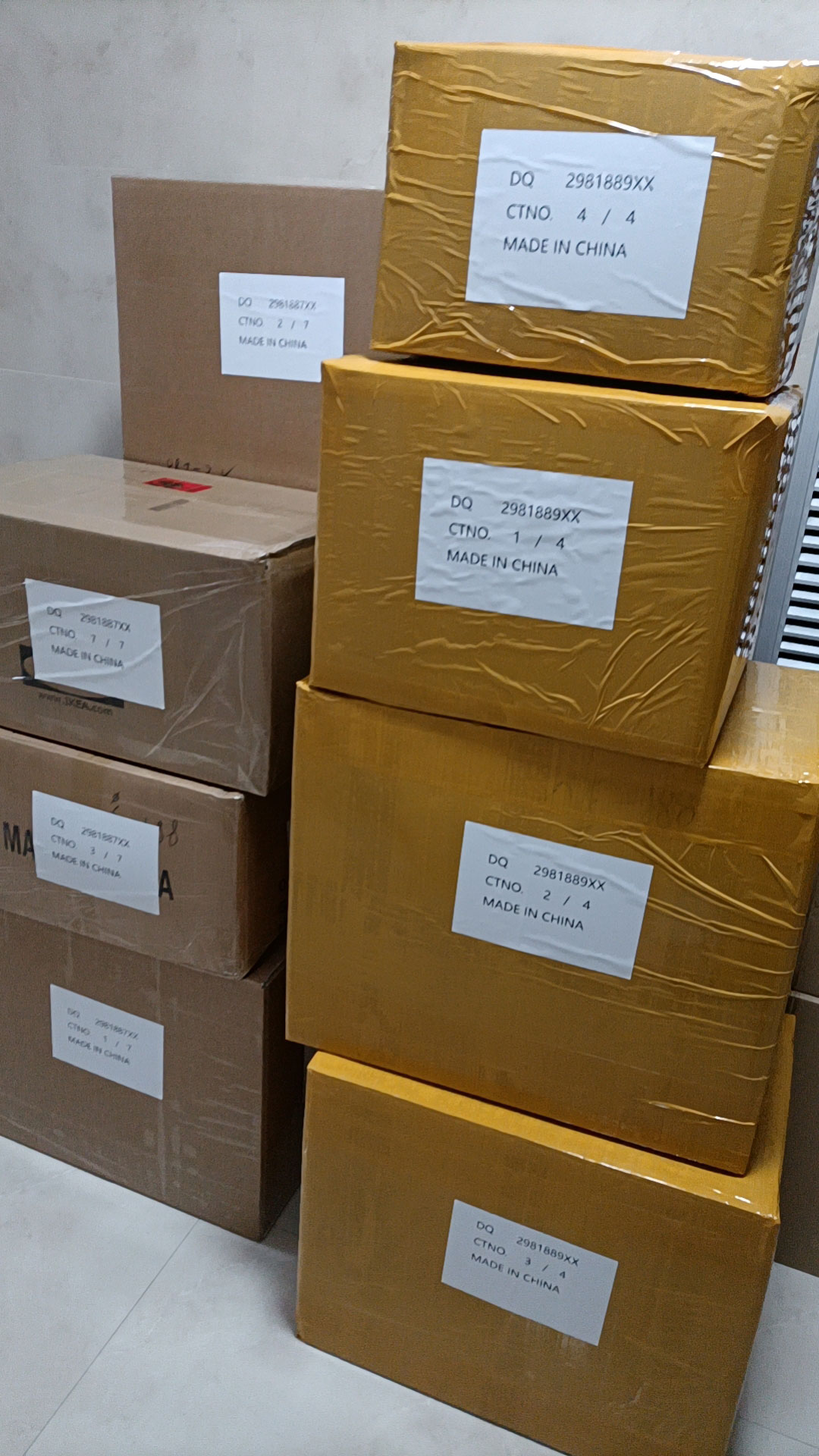 Cargo prepared for container loading
